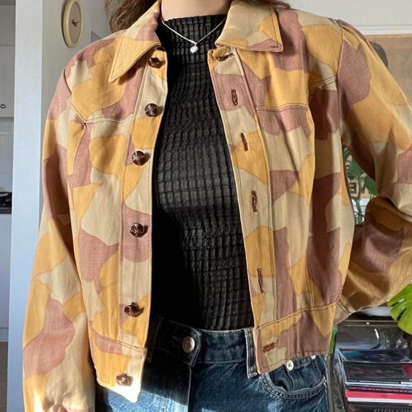 70s Vintage Patchwork Print Crop Light Jacket - Picture 3 of 3